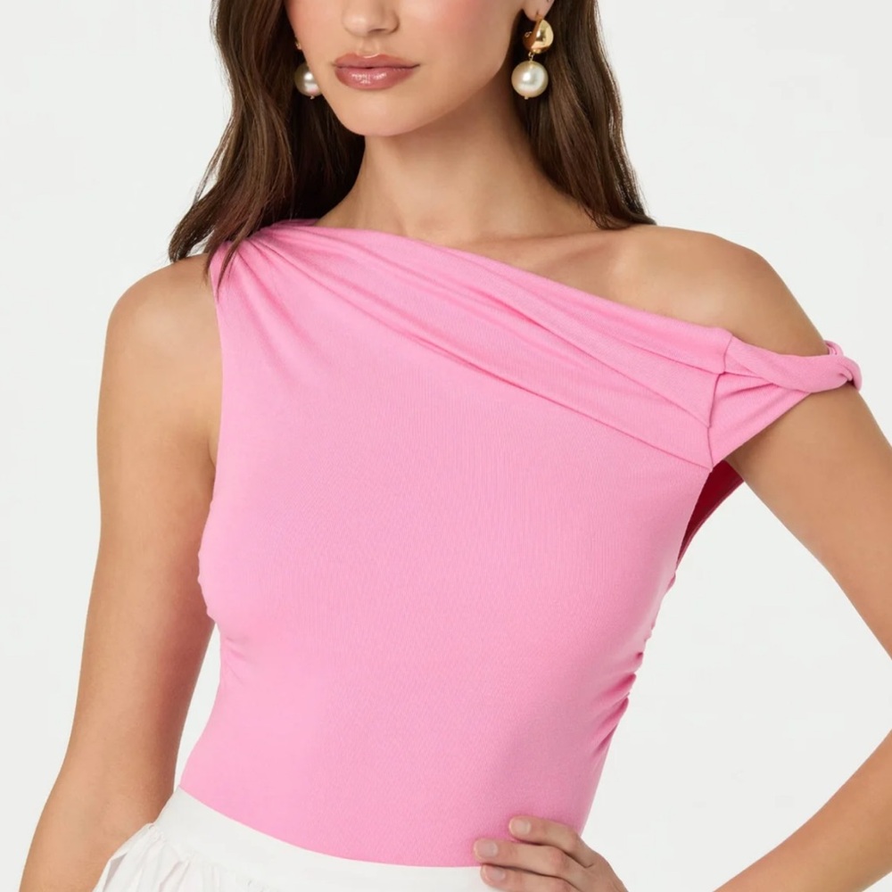 Astr The Label Fiora Assymetrical Bodysuit Pink